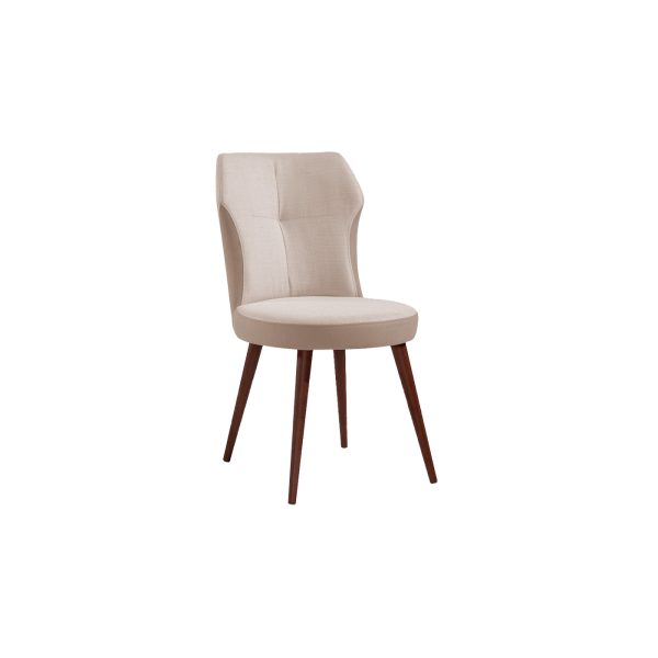 Cadeira revestida a tecido coordenado e pés em acabamento lacado. Uma cadeira que confere sobriedade e elegância à sua sala de jantar.